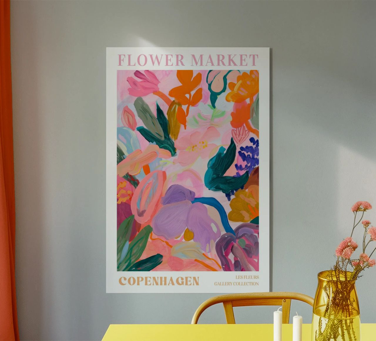 Bloemen Abstract Kleurrijke Kunstdrukken, Abstract Bloemenkunstwerk acryl van Boheme