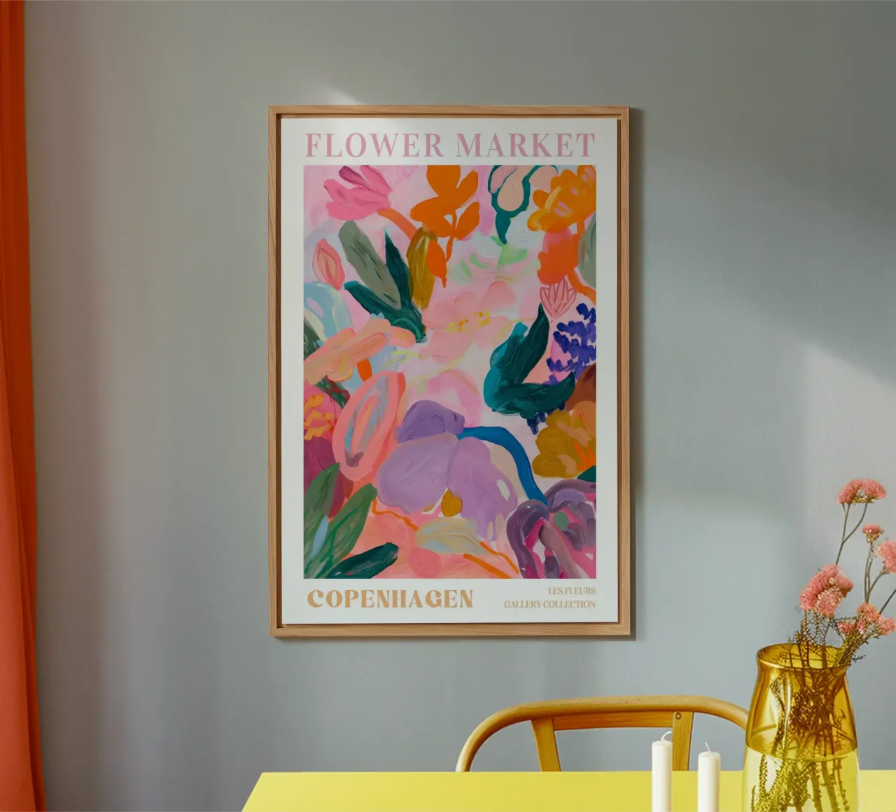 Stampe d'arte colorate astratte di fiori, opere d'arte floreali astratte alluminio dibond da Boheme