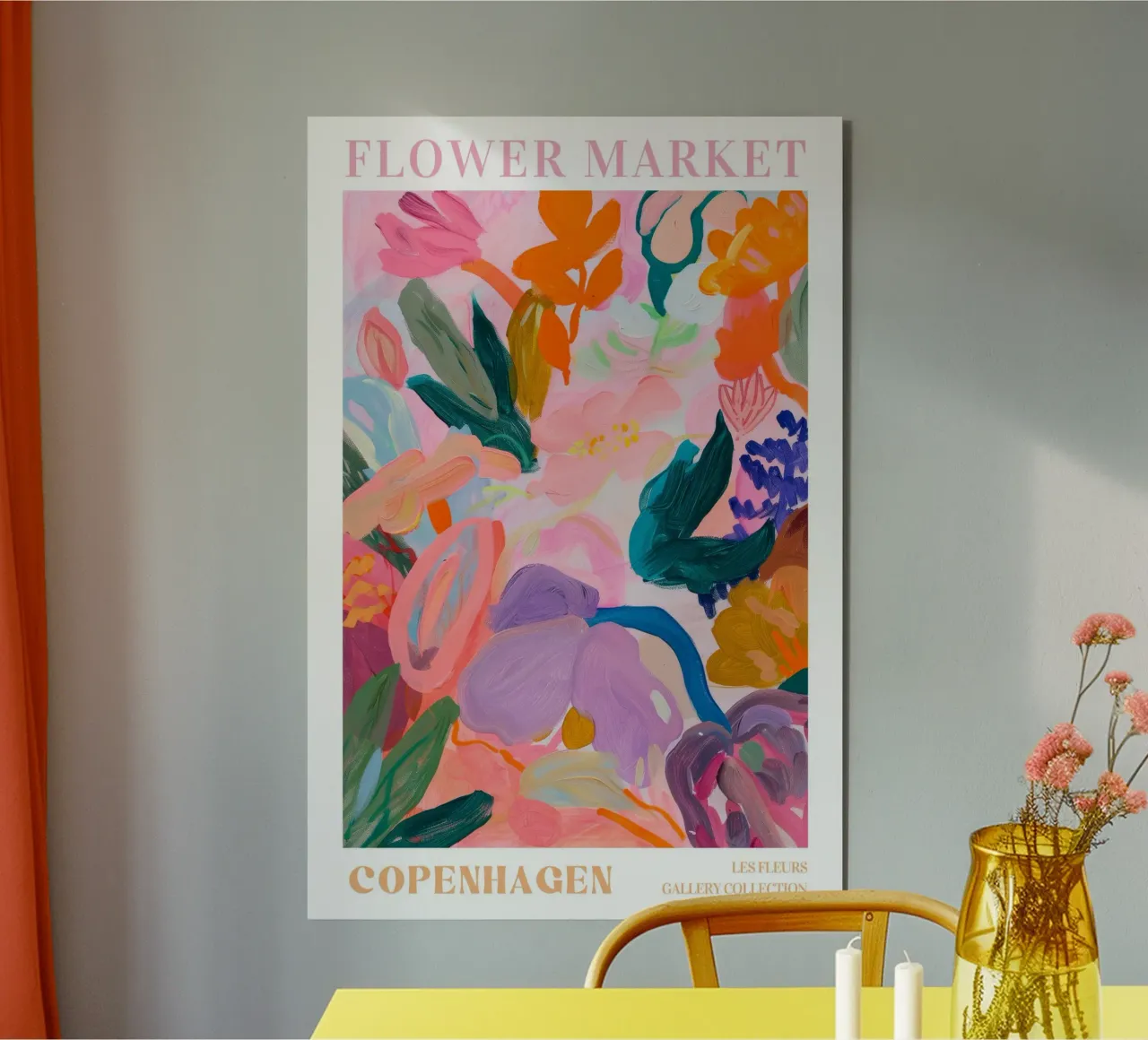 Stampe d'arte colorate astratte di fiori, opere d'arte floreali astratte alluminio dibond da Boheme