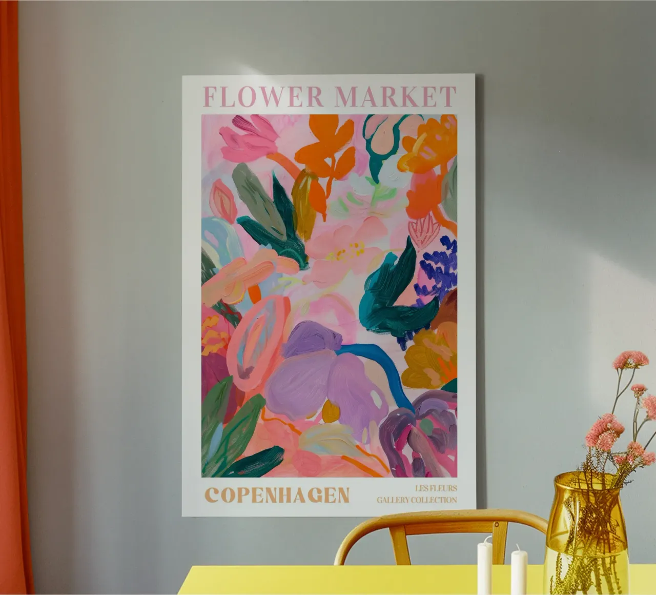 Stampe d'arte colorate astratte di fiori, opere d'arte floreali astratte tela da Boheme