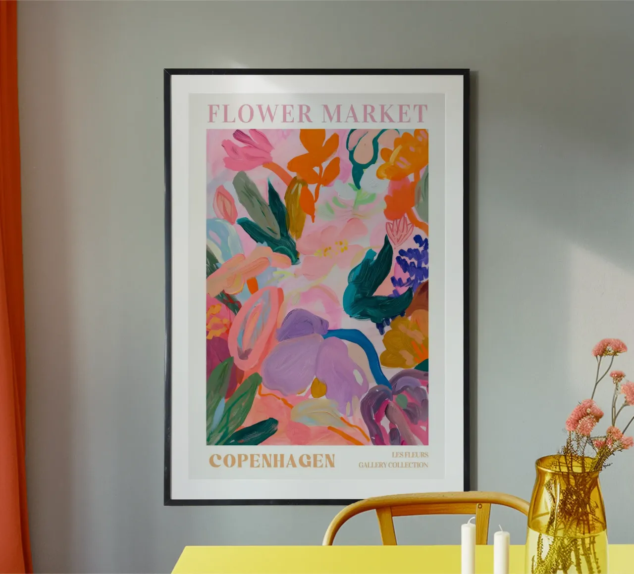 Stampe d'arte colorate astratte di fiori, opere d'arte floreali astratte poster da Boheme