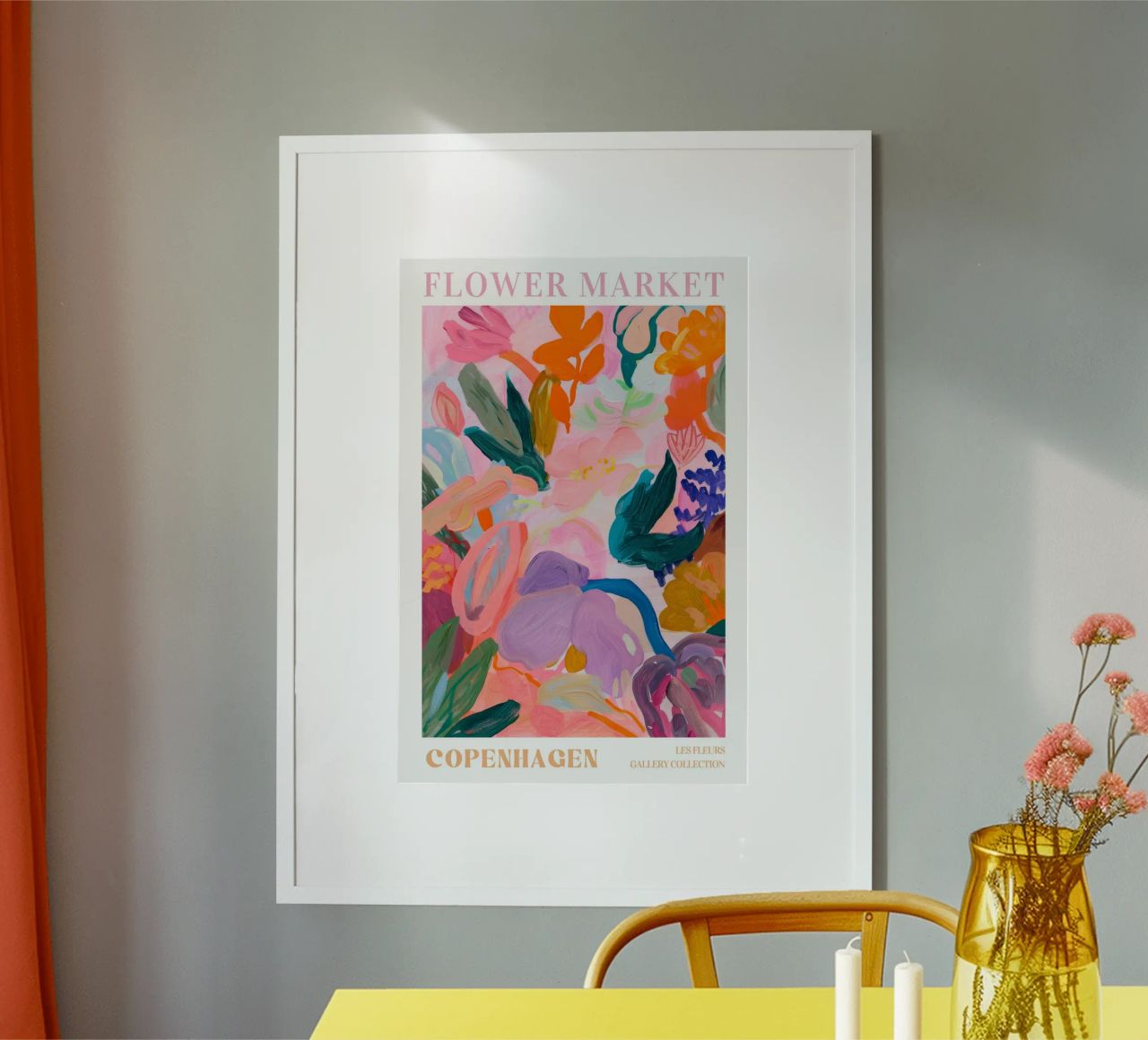 Bloemen Abstract Kleurrijke Kunstdrukken, Abstract Bloemenkunstwerk poster van Boheme