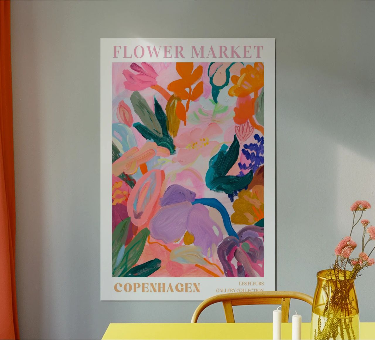 Bloemen Abstract Kleurrijke Kunstdrukken, Abstract Bloemenkunstwerk poster van Boheme