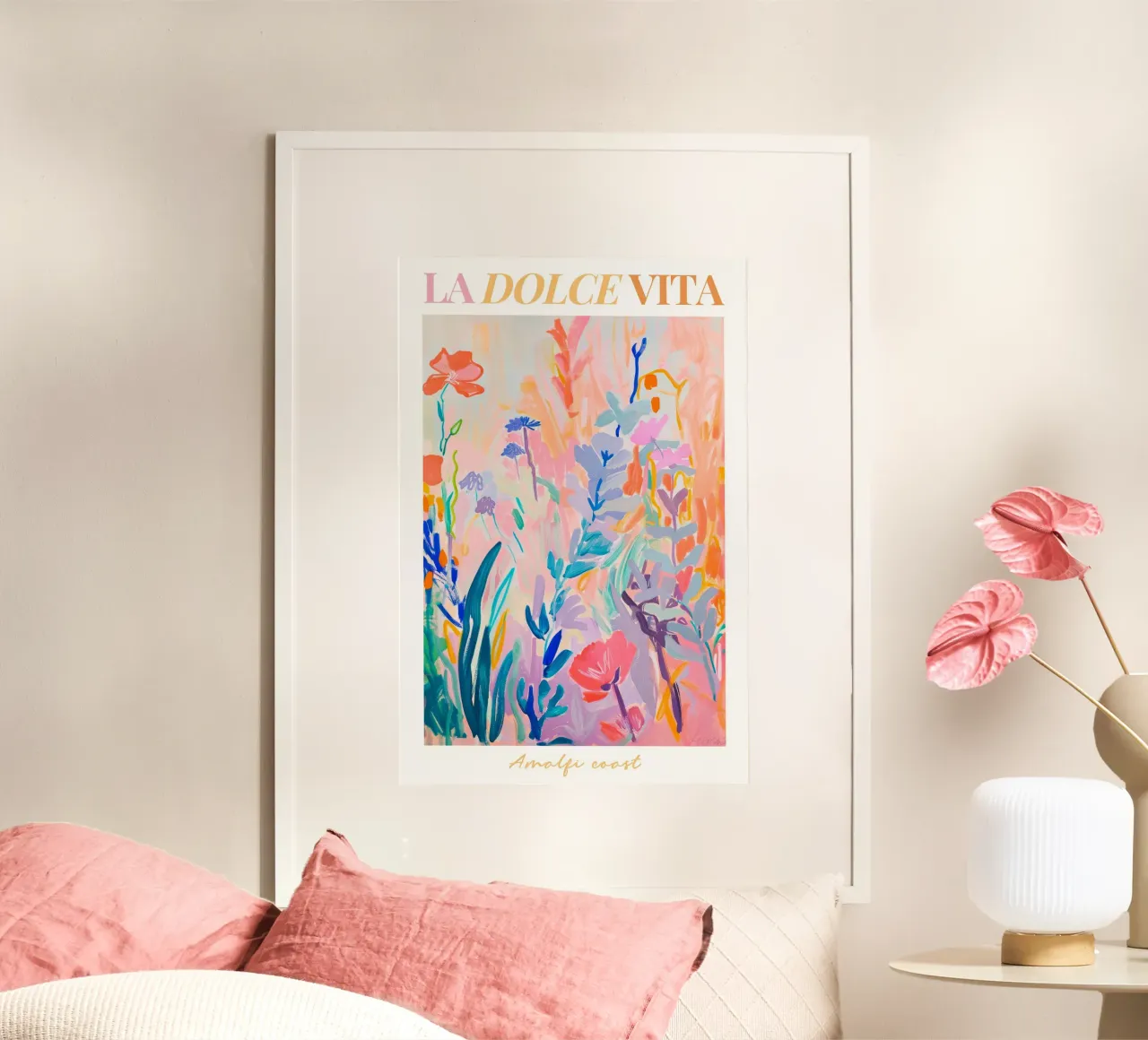 Bloemen abstract, kleurrijke kunstreproducties, abstract bloemenkunstwerk poster van Boheme