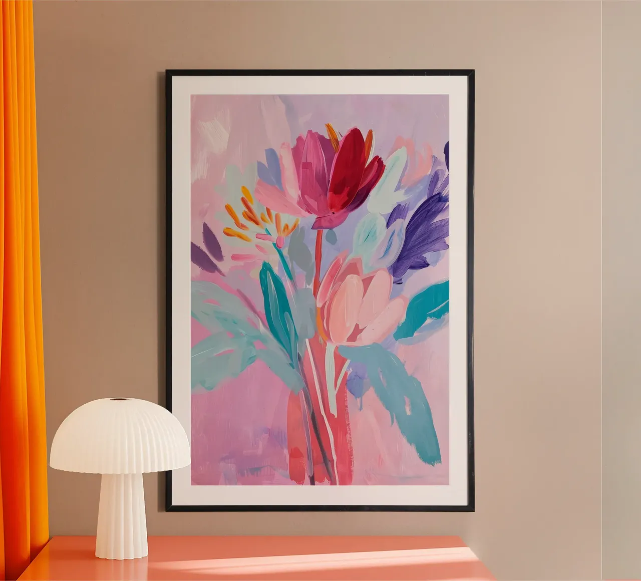 Bloemenprint, Bloemenkunstwerk, Abstracte bloemen poster van Boheme