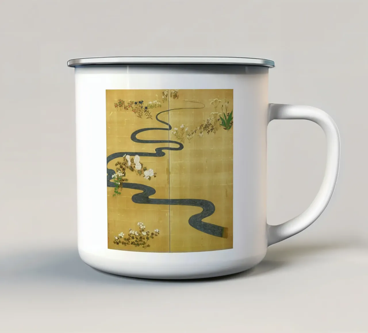 A Stylised Stream Flowing Amongst Autumn Flowers tazza in smalto da ARTOTHEK