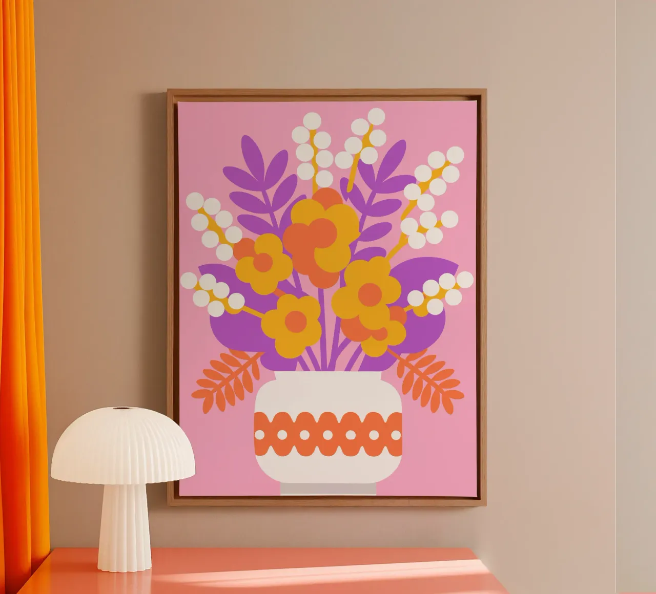 Bloemen in een vaas canvas met Baklijst van FLOWER PLACE SHOP