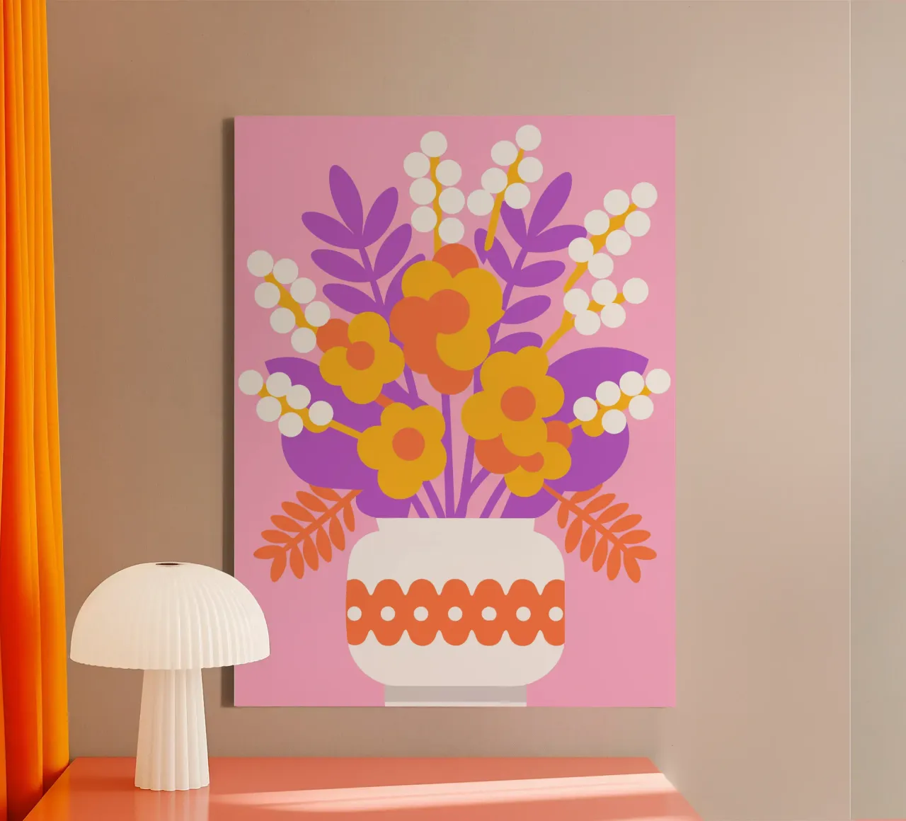 Bloemen in een vaas canvas met Baklijst van FLOWER PLACE SHOP