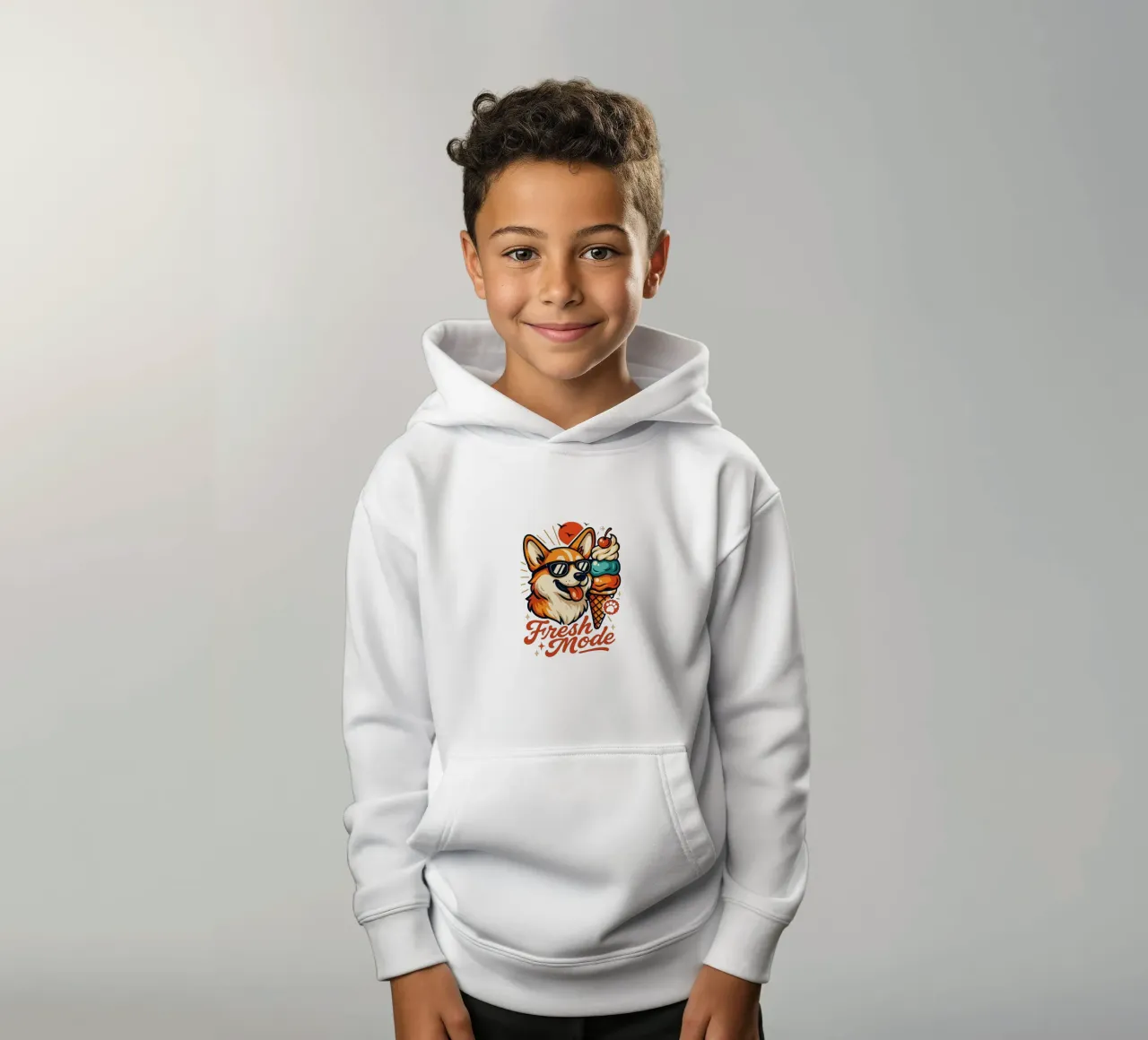 Helado Corgi Modo Fresco sudadera con capucha para niño de LM2KONE