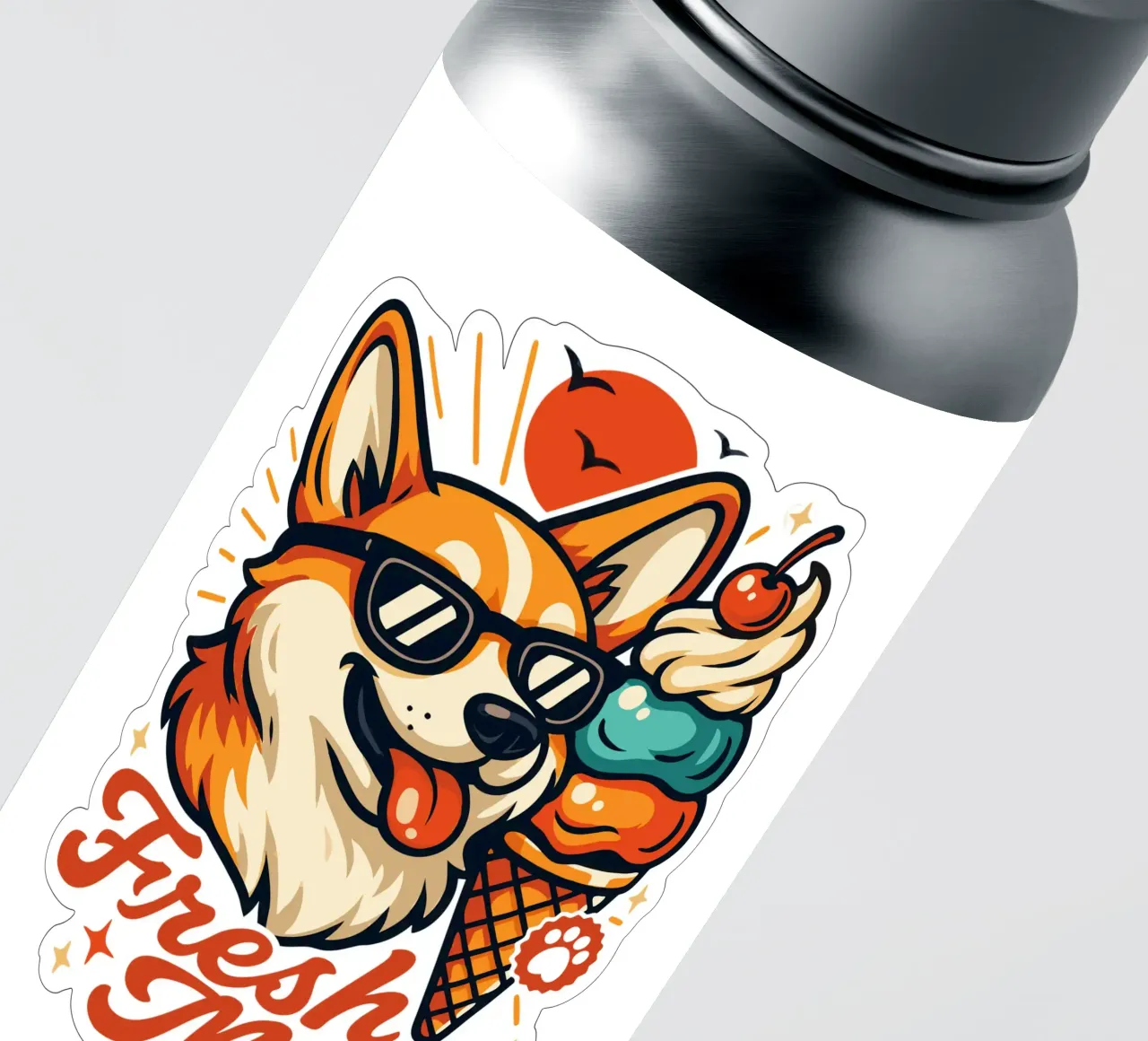 Helado Corgi Modo Fresco pegatina de LM2KONE