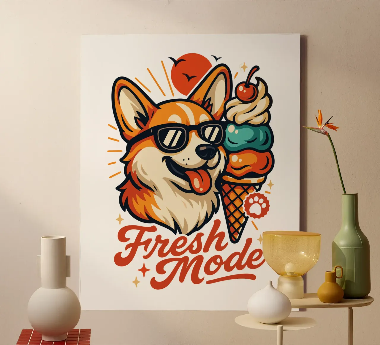 IJs Corgi Verse Modus canvas van LM2KONE