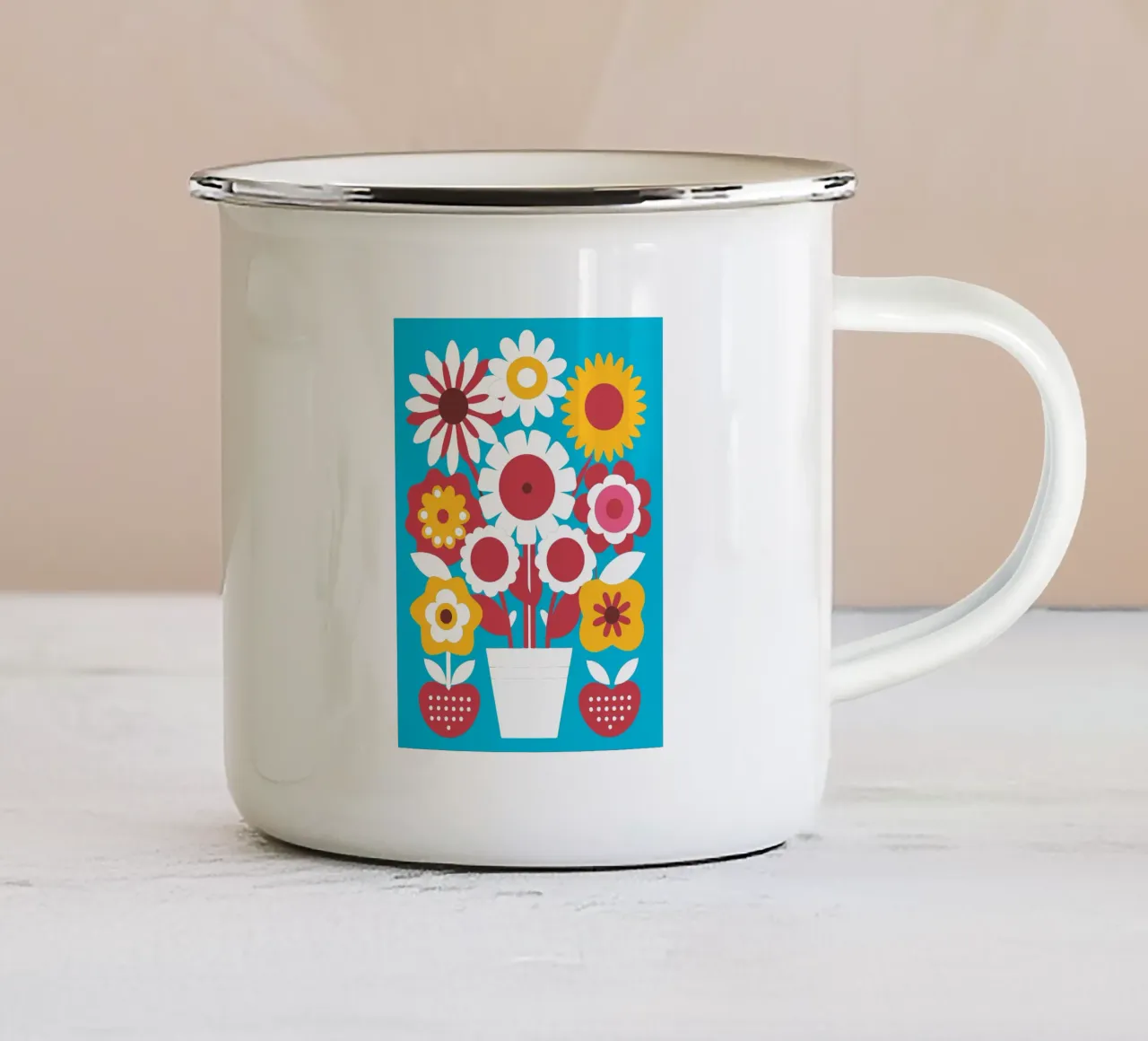 Fiori in vaso tazza in smalto da FLOWER PLACE SHOP