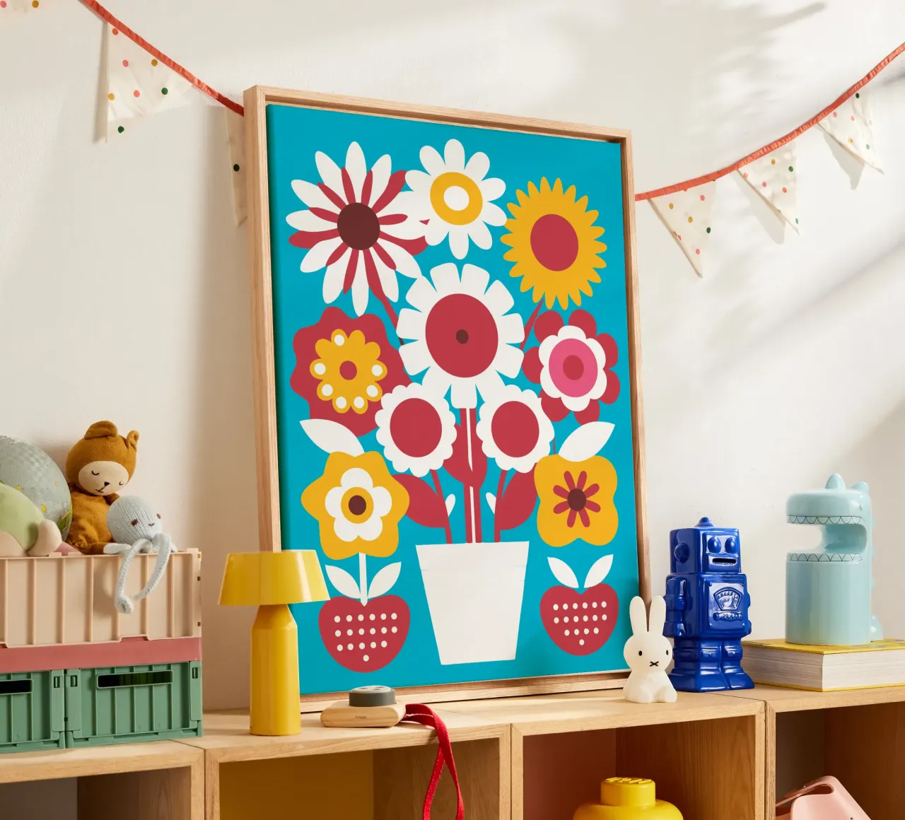 Bloemen in een vaas canvas met Baklijst van FLOWER PLACE SHOP