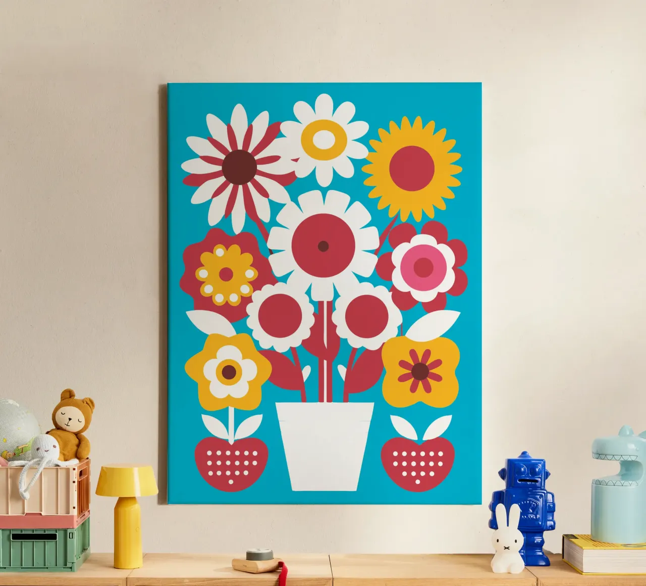 Bloemen in een vaas canvas met Baklijst van FLOWER PLACE SHOP