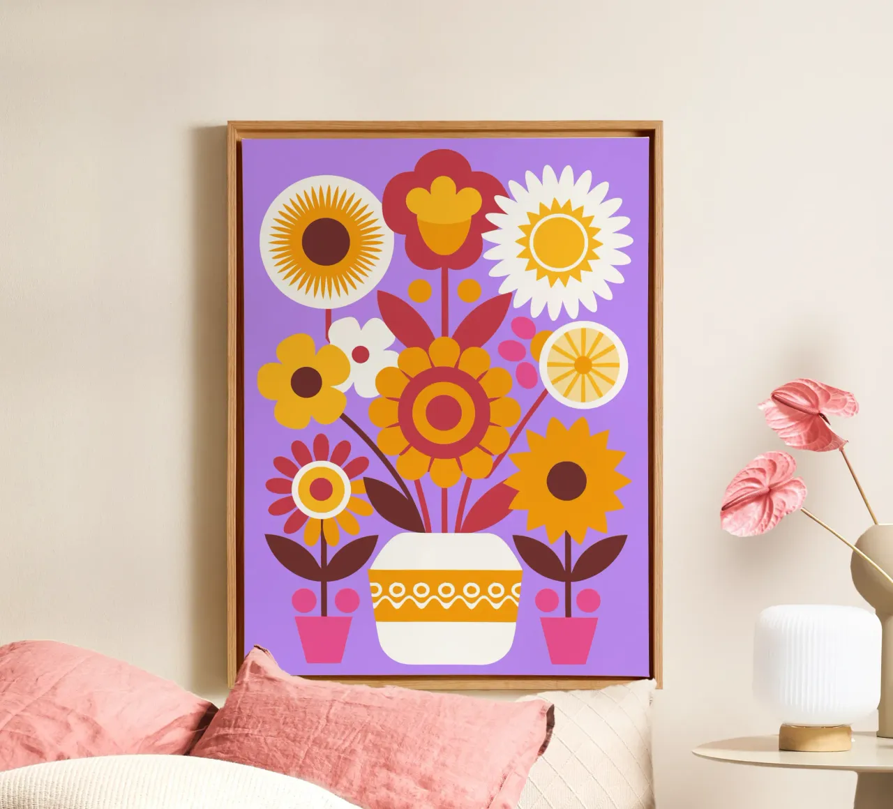 Bloemen in een vaas canvas met Baklijst van FLOWER PLACE SHOP