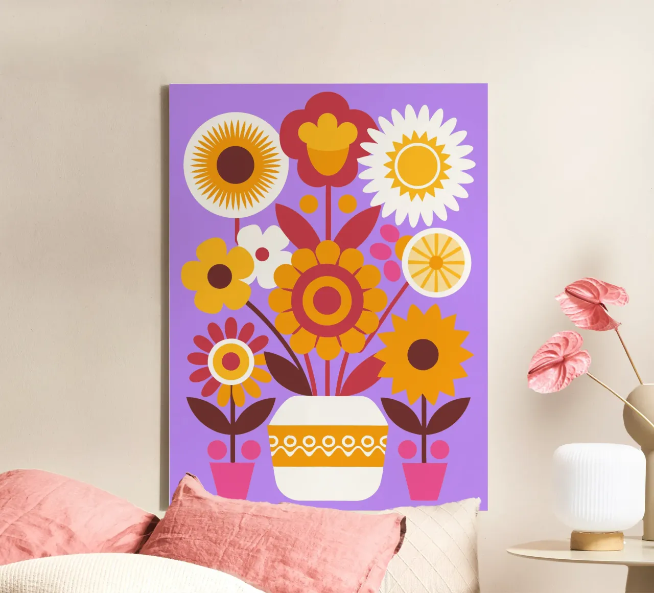 Bloemen in een vaas canvas met Baklijst van FLOWER PLACE SHOP