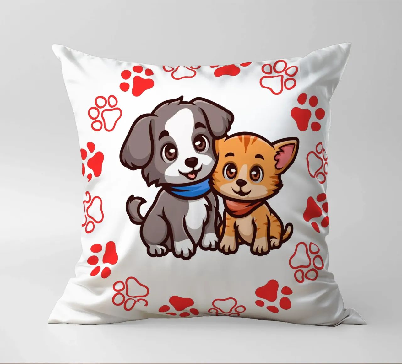 Due simpatici cani e zampe rotonde in un quadro armonioso cuscino da StrindesignStudio