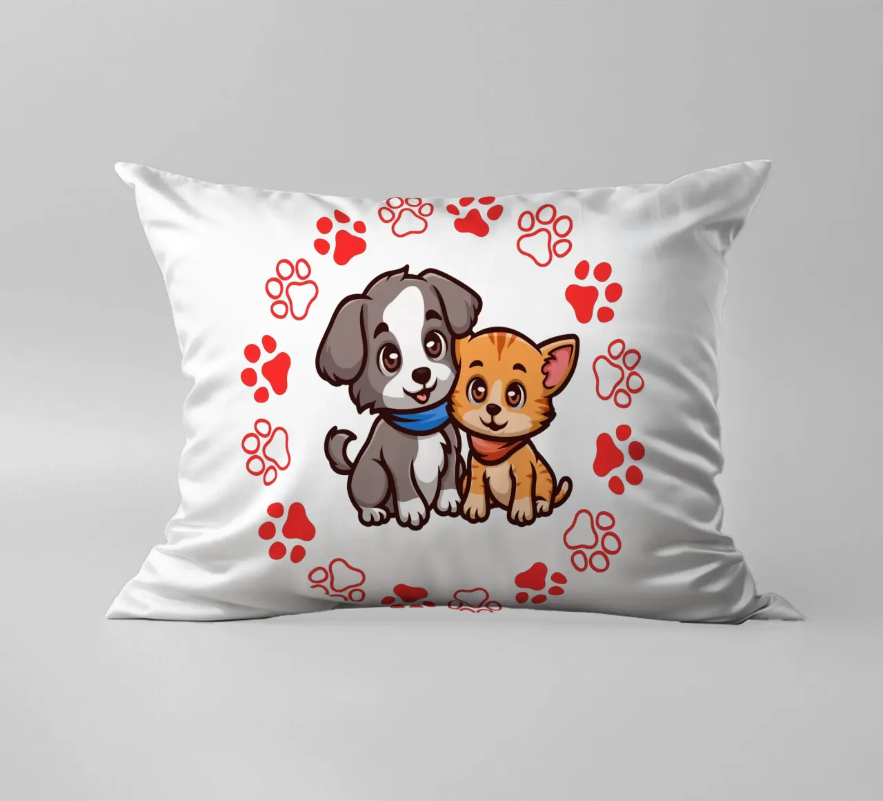 Due simpatici cani e zampe rotonde in un quadro armonioso cuscino da StrindesignStudio