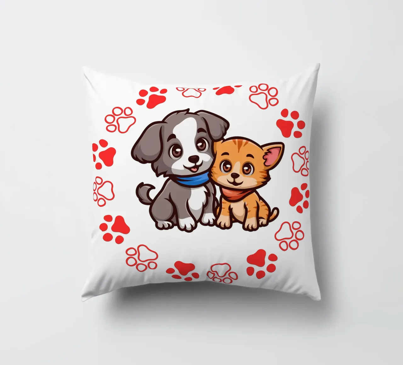 Due simpatici cani e zampe rotonde in un quadro armonioso cuscino da StrindesignStudio