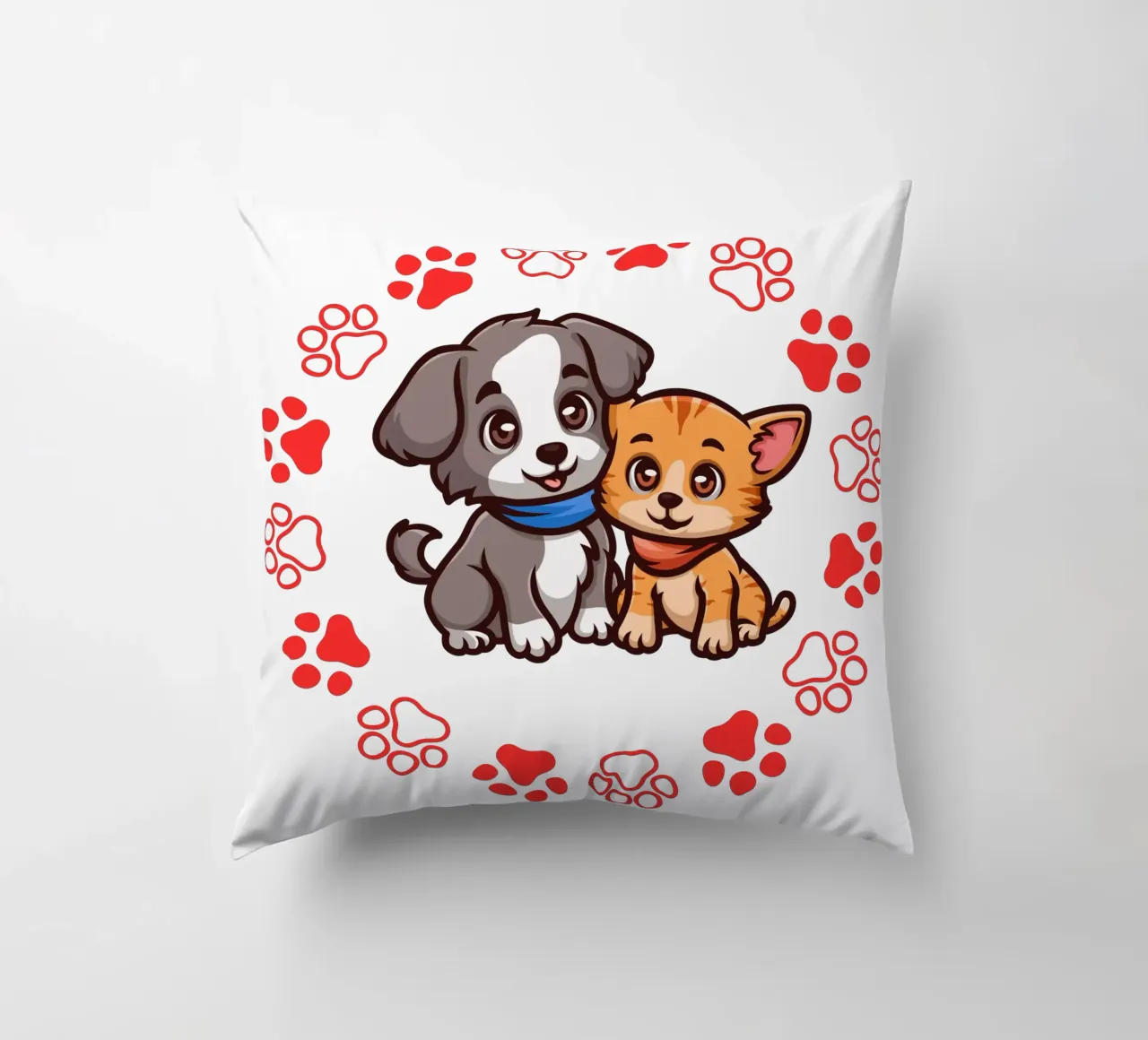 Due simpatici cani e zampe rotonde in un quadro armonioso cuscino da StrindesignStudio