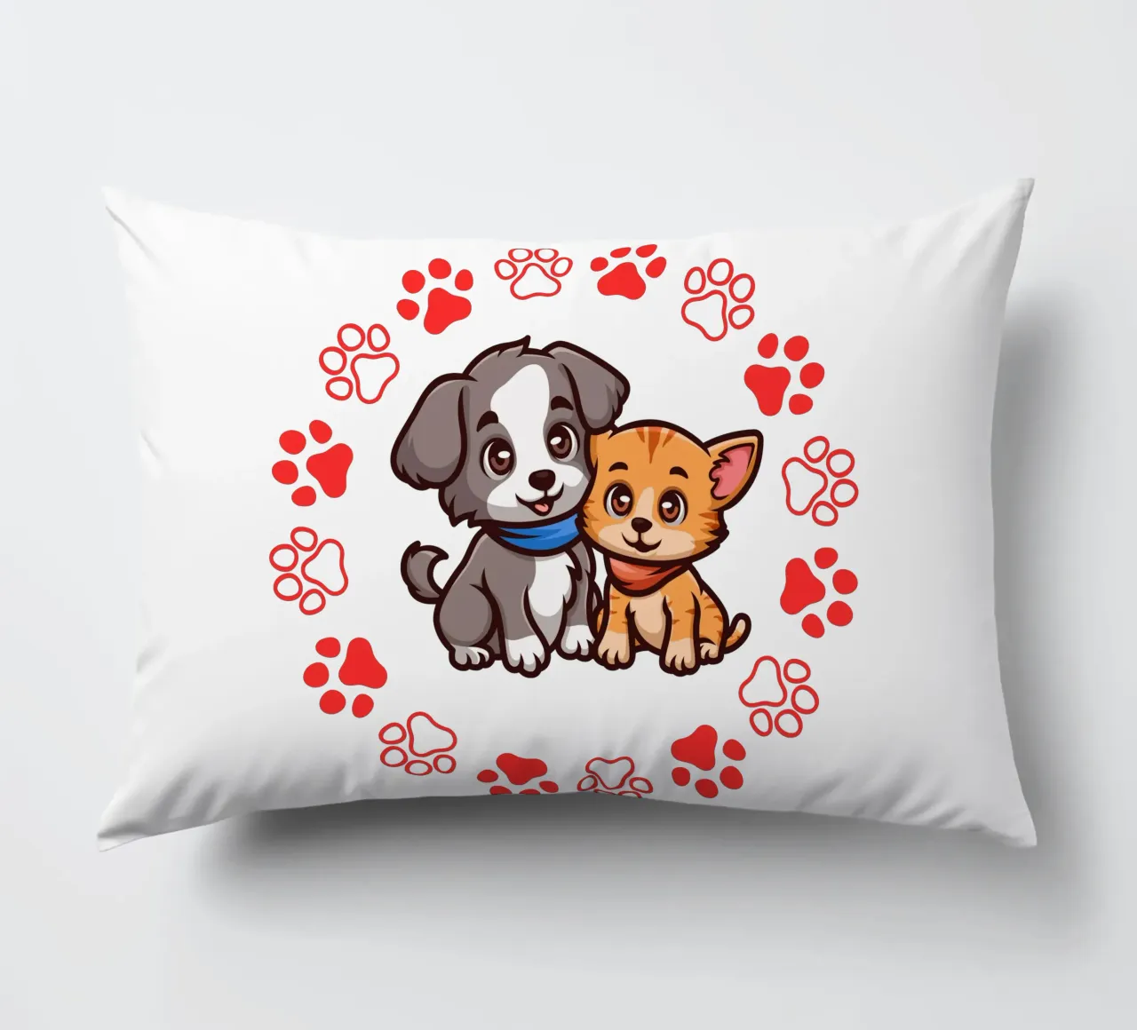 Due simpatici cani e zampe rotonde in un quadro armonioso cuscino da StrindesignStudio