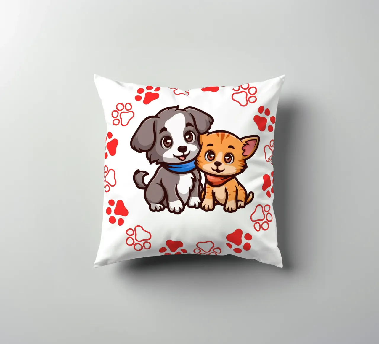 Due simpatici cani e zampe rotonde in un quadro armonioso cuscino da StrindesignStudio