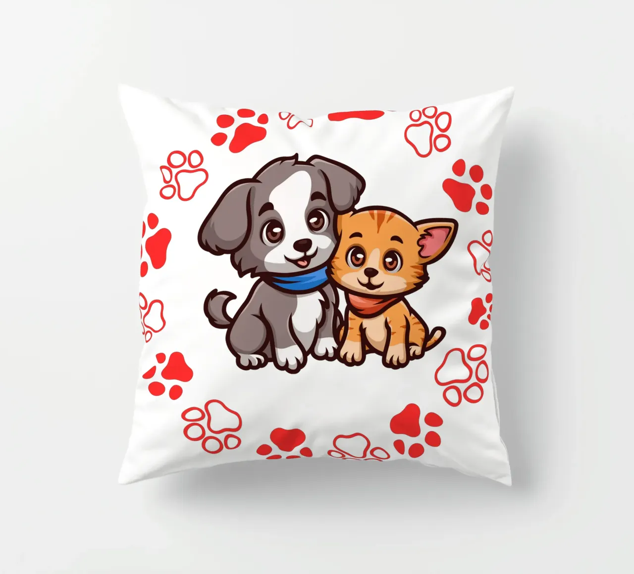 Due simpatici cani e zampe rotonde in un quadro armonioso cuscino da StrindesignStudio