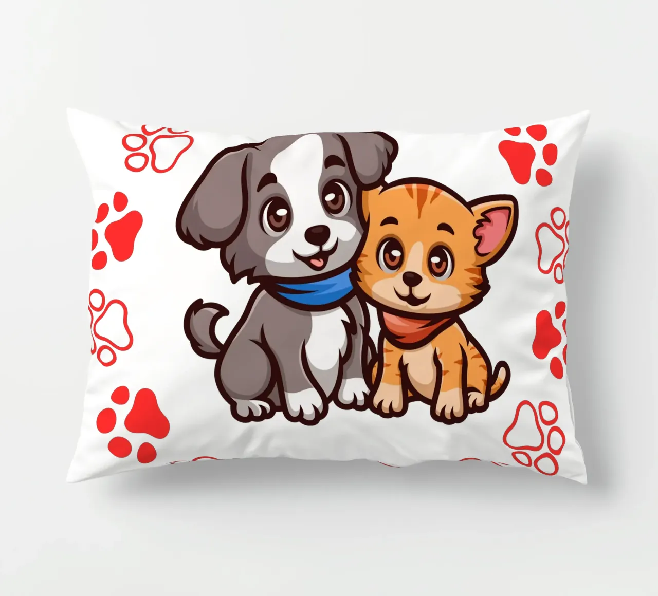 Due simpatici cani e zampe rotonde in un quadro armonioso cuscino da StrindesignStudio