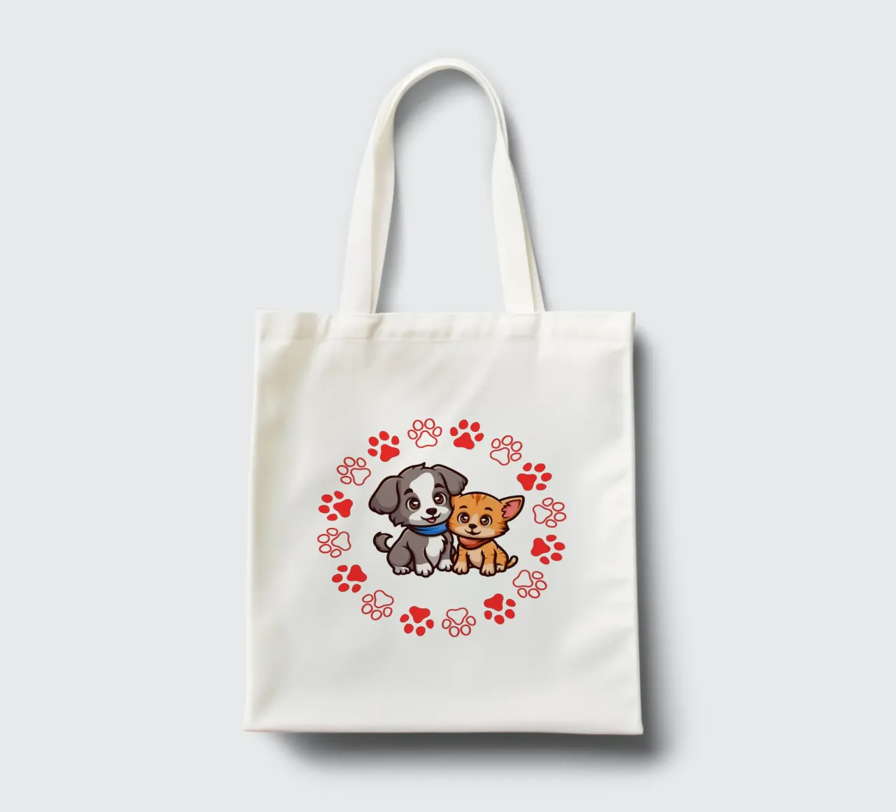 Due simpatici cani e zampe rotonde in un quadro armonioso borsa in juta da StrindesignStudio