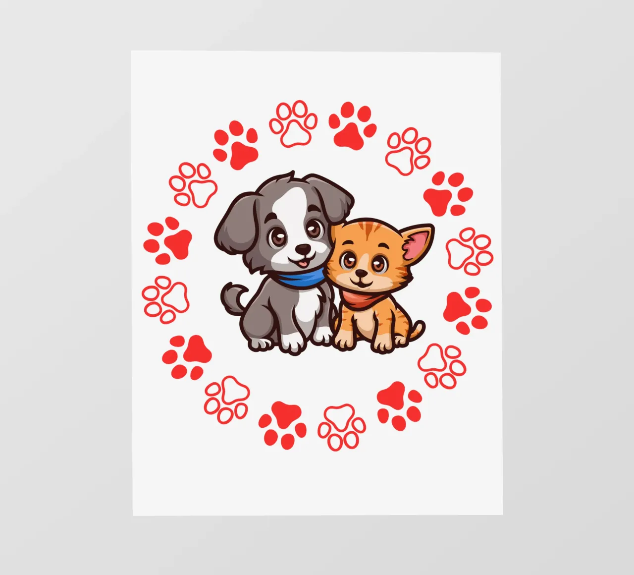Due simpatici cani e zampe rotonde in un quadro armonioso telo in pvc da StrindesignStudio