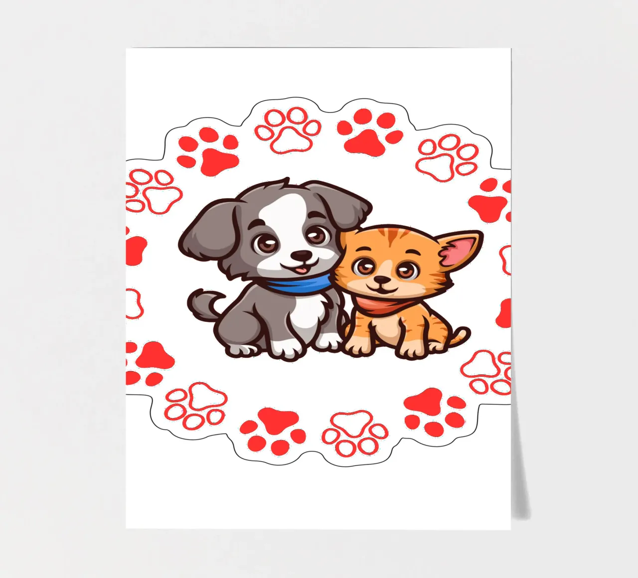 Due simpatici cani e zampe rotonde in un quadro armonioso foglio adesivo da StrindesignStudio