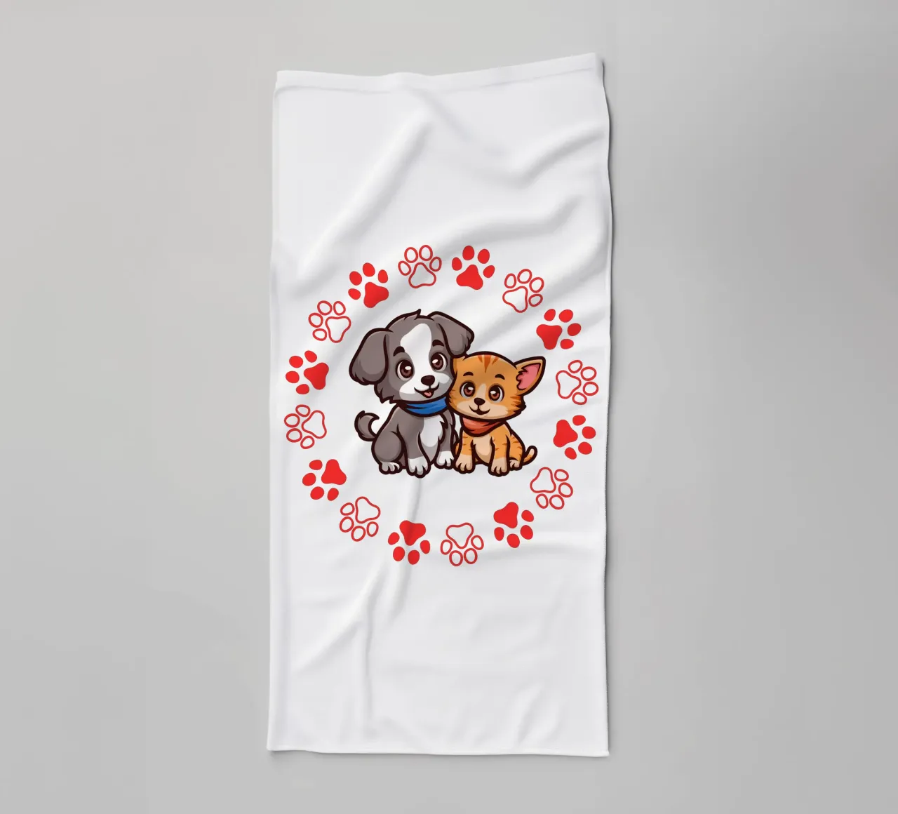 Due simpatici cani e zampe rotonde in un quadro armonioso asciugamano da bagno da StrindesignStudio