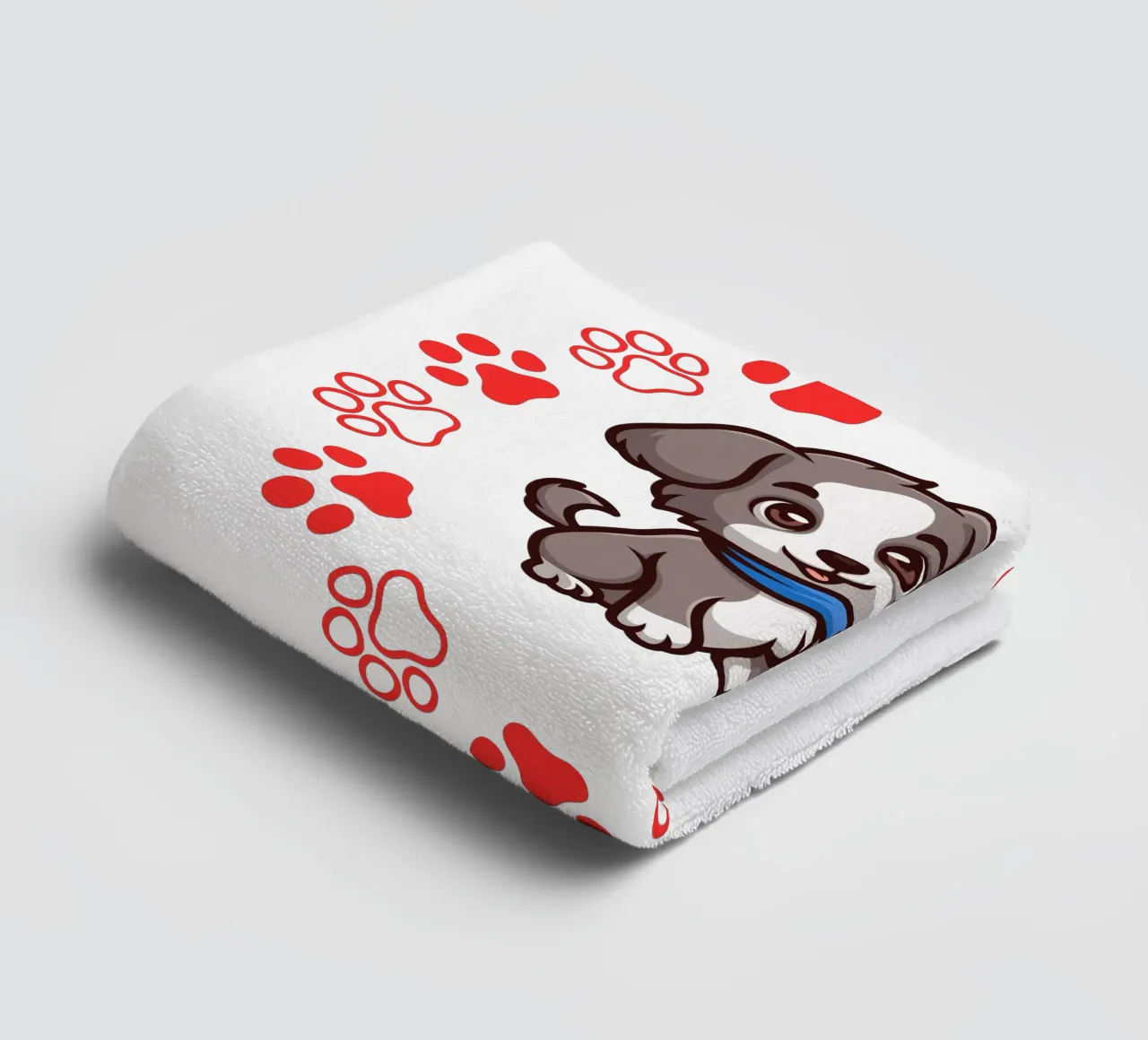 Due simpatici cani e zampe rotonde in un quadro armonioso asciugamano da bagno da StrindesignStudio