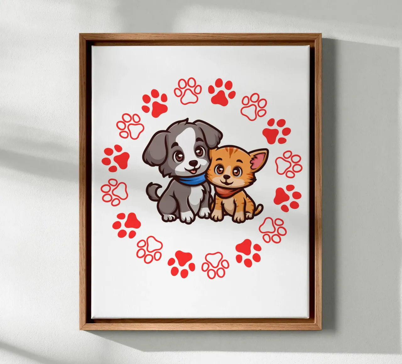 Deux chiens mignons et des pattes rondes dans une image harmonieuse toile avec Caisse américaine de StrindesignStudio
