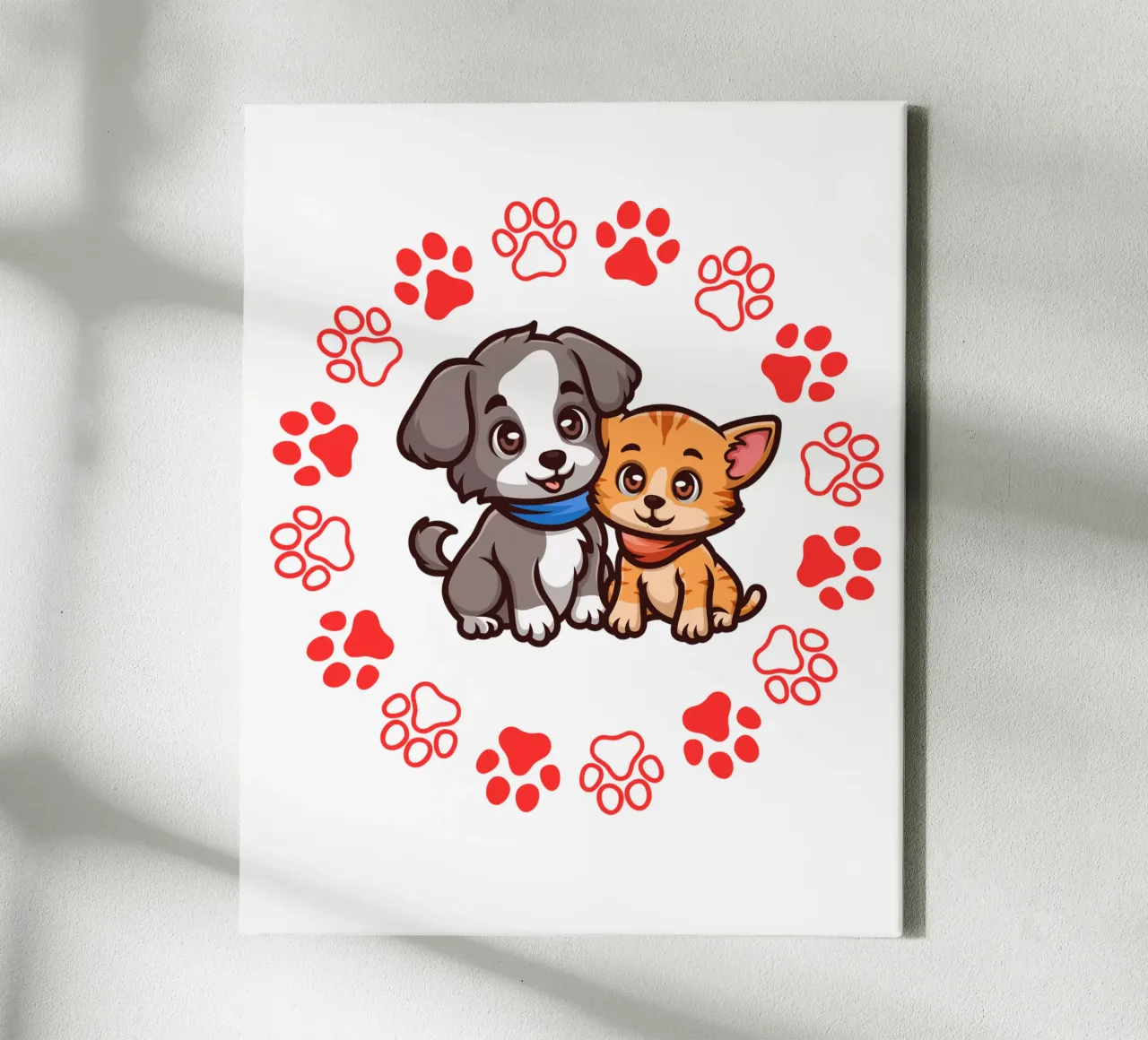 Deux chiens mignons et des pattes rondes dans une image harmonieuse toile avec Caisse américaine de StrindesignStudio