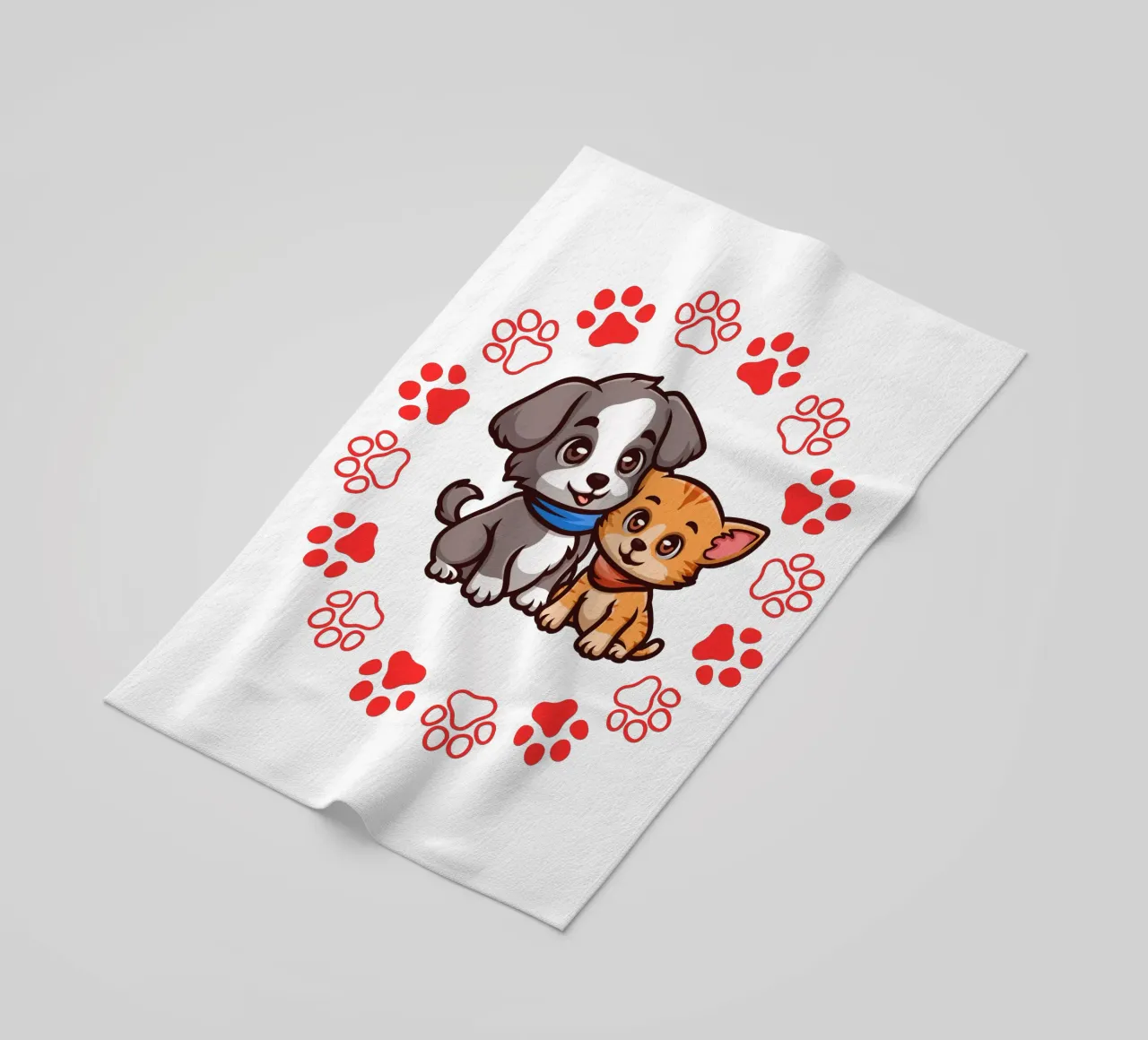 Due simpatici cani e zampe rotonde in un quadro armonioso telo mare da StrindesignStudio