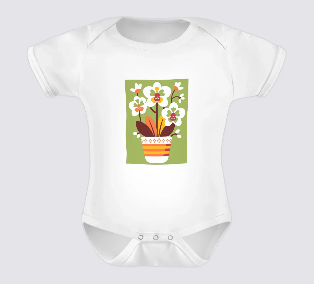 Orchidea in vaso body neonato maniche corte da FLOWER PLACE SHOP