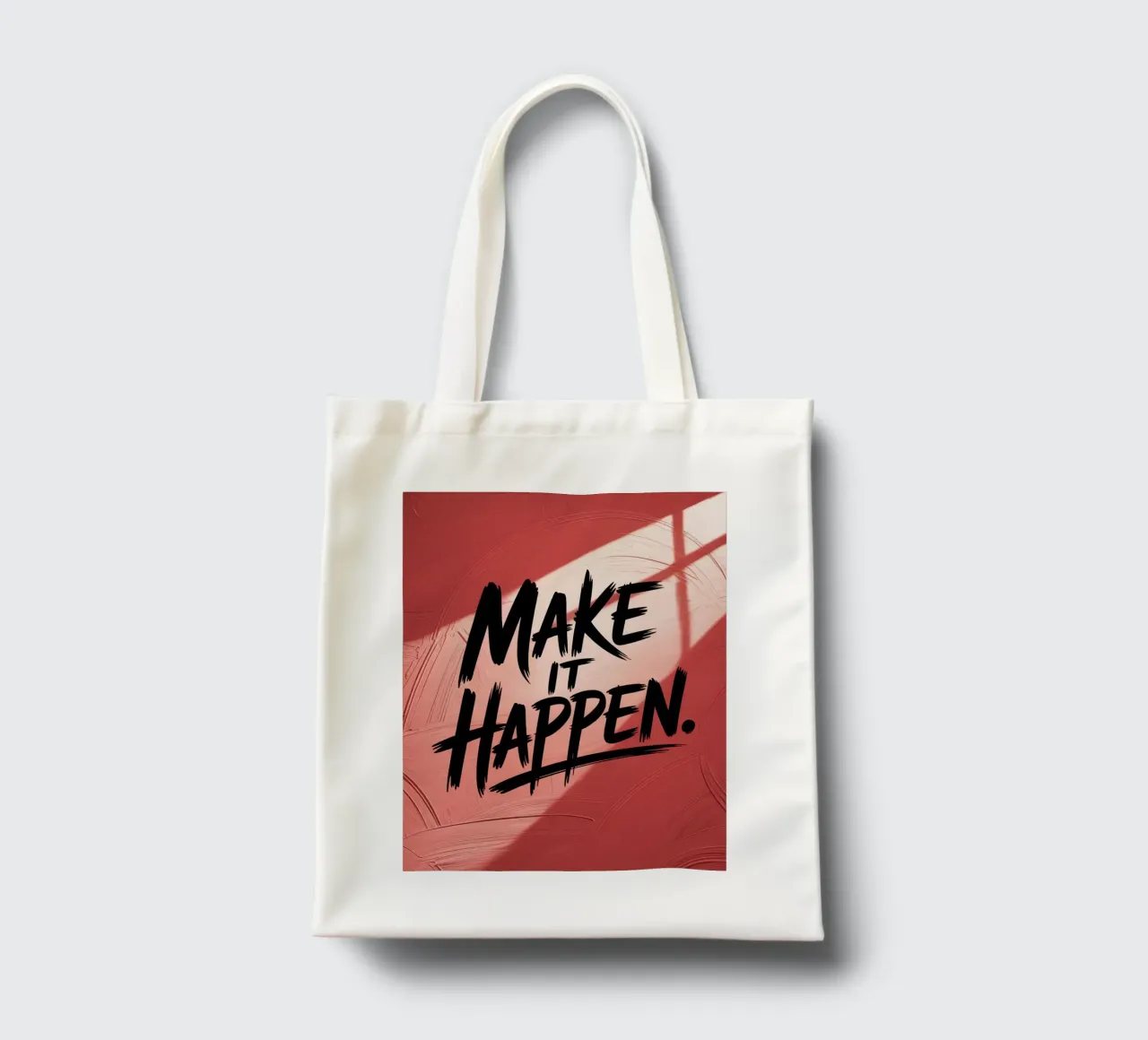 Make It Happen – Red Textured Motivational Poster tote bag by logic