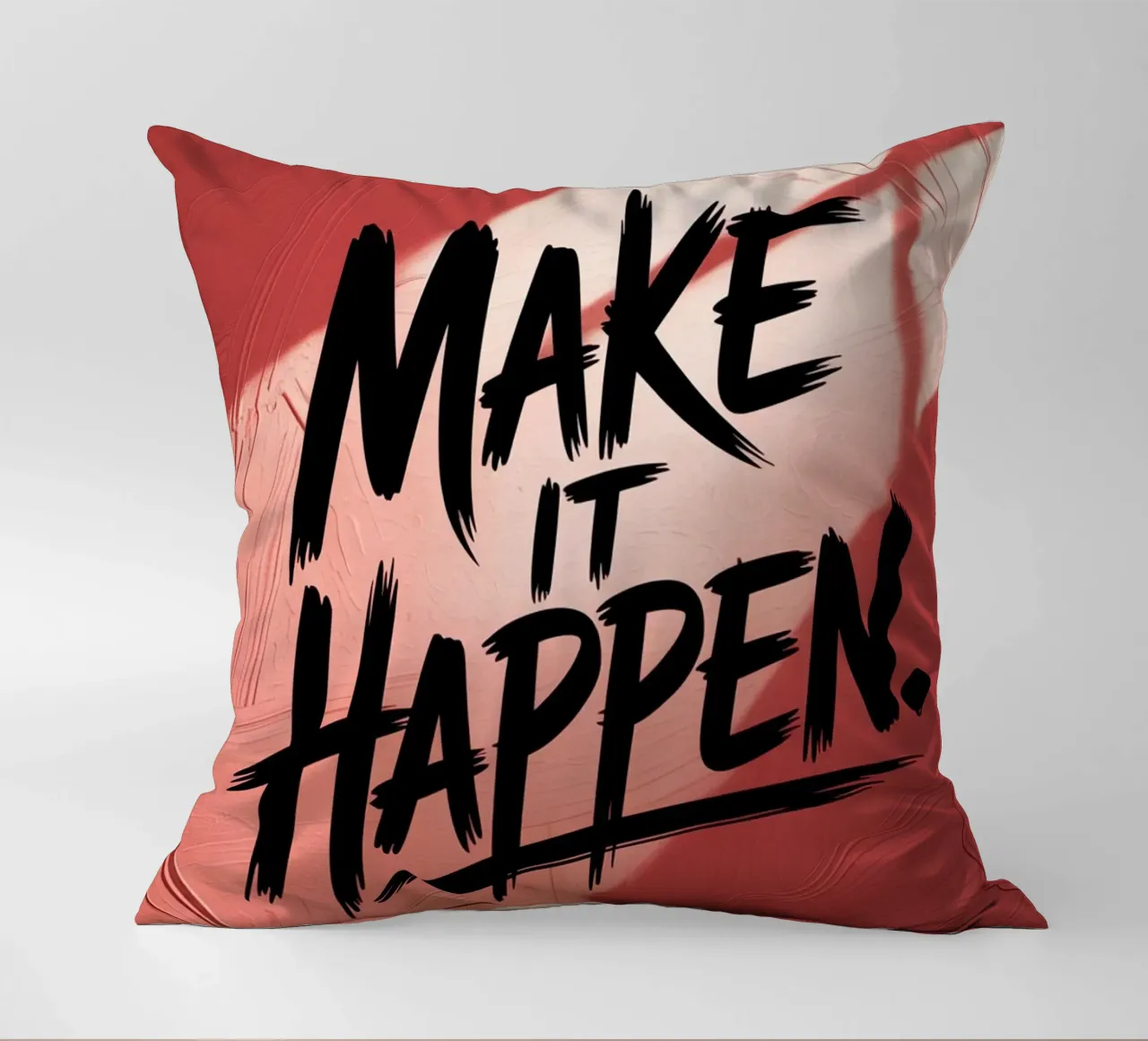Make It Happen – Red Textured Motivational Poster decorative cushion by logic