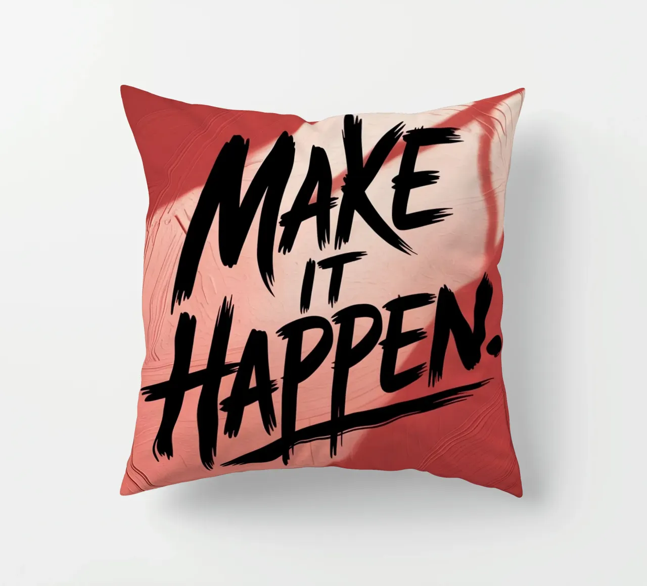 Make It Happen – Red Textured Motivational Poster decorative cushion by logic