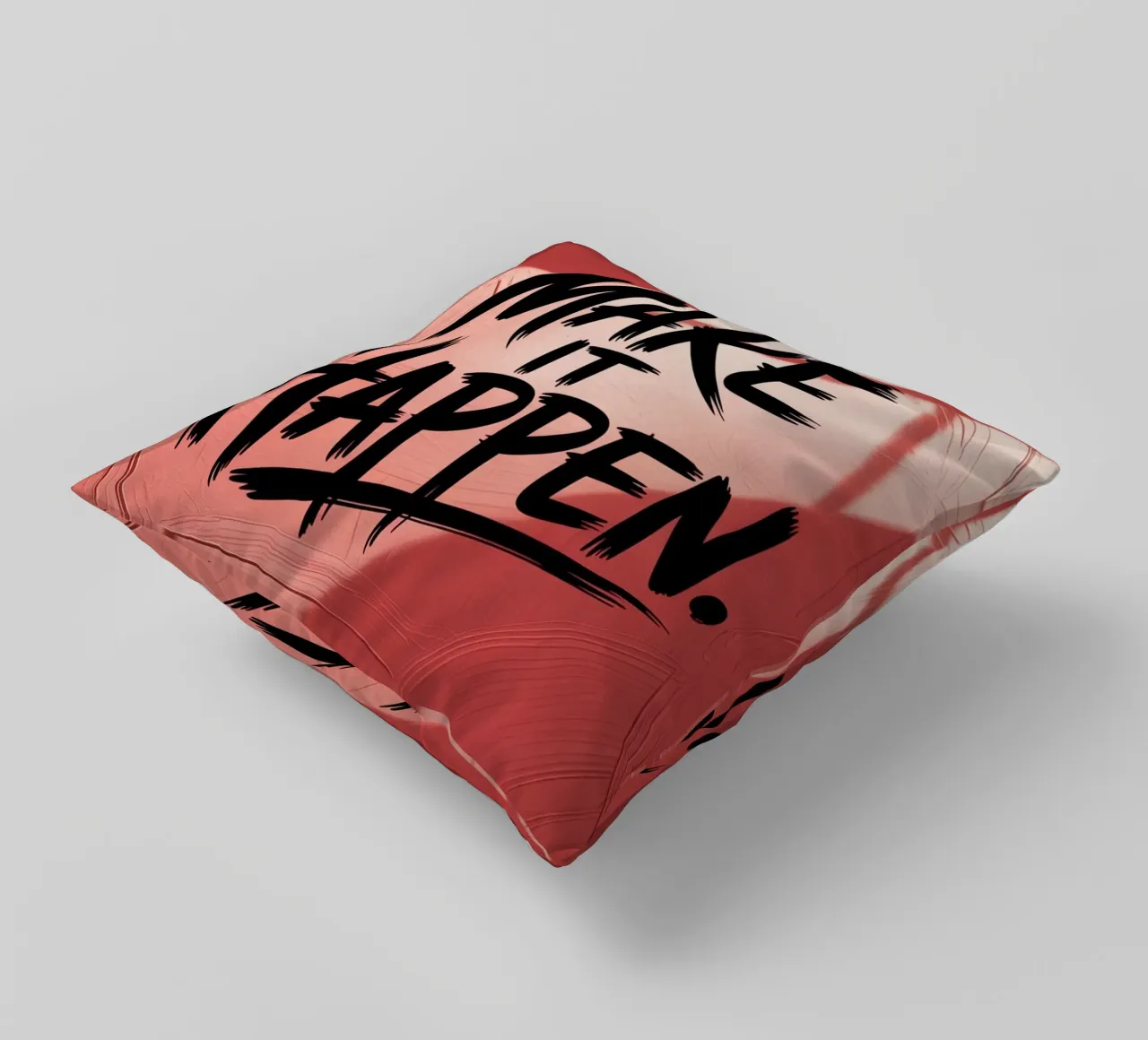 Make It Happen – Red Textured Motivational Poster decorative cushion by logic