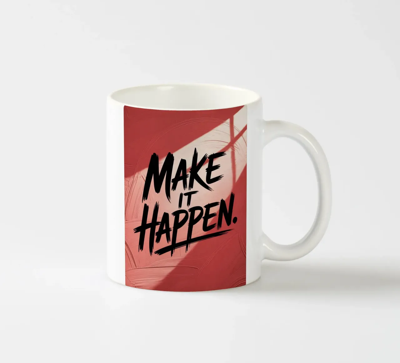 Make It Happen - Poster motivazionale rosso testurizzato tazza in ceramica da logic