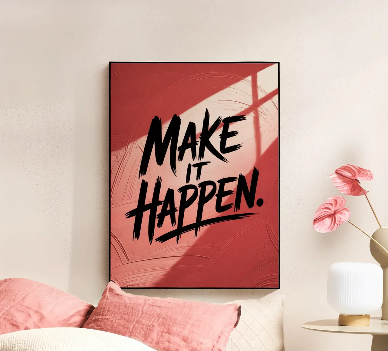 Make It Happen - Rotes strukturiertes Motivationsposter Acryl-Glas von logic