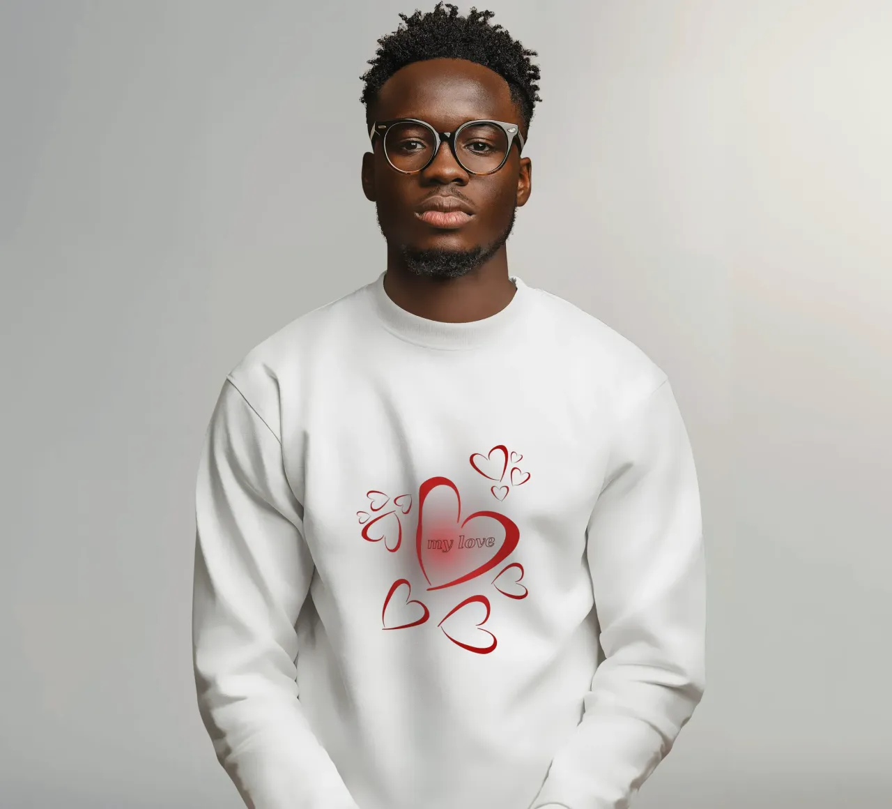 Cuore rosso con "My Love" e cuoricini all'esterno felpa da StrindesignStudio