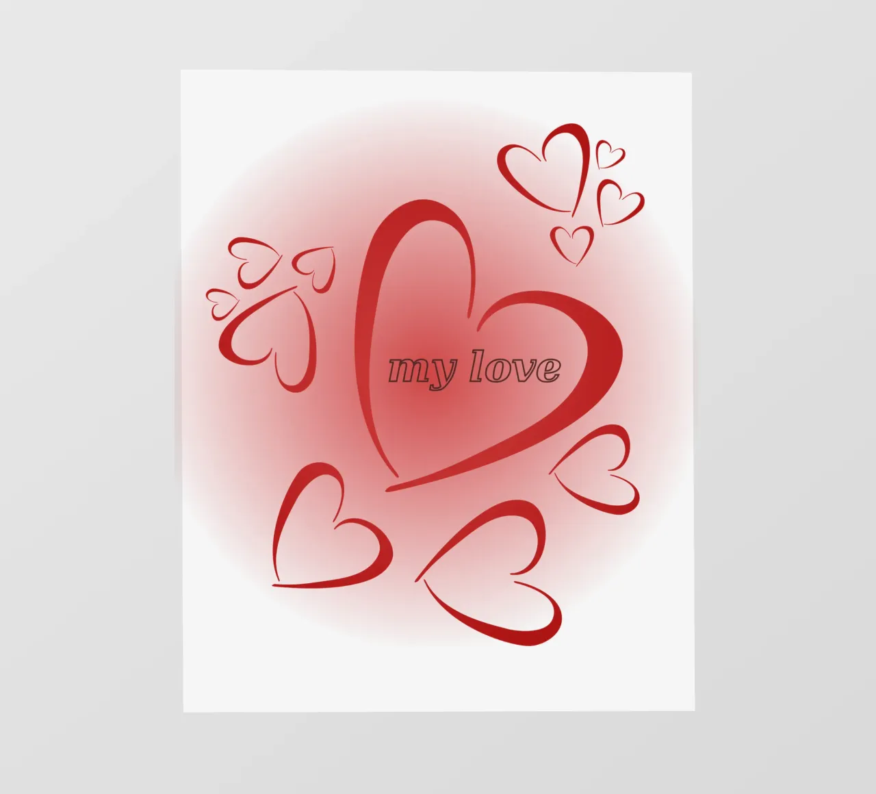 Cuore rosso con "My Love" e cuoricini all'esterno pellicola backlit da StrindesignStudio
