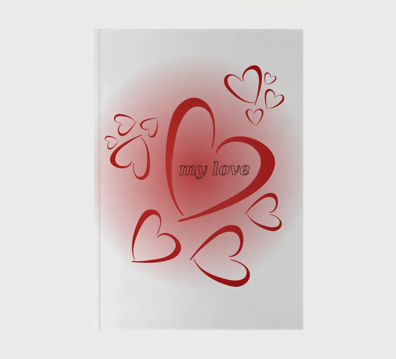Red heart with "My Love" and small hearts on the outside notebook by StrindesignStudio