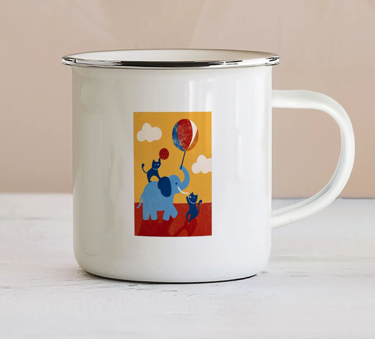 Elefante e gatto tazza in smalto da THE LATEST SHOP