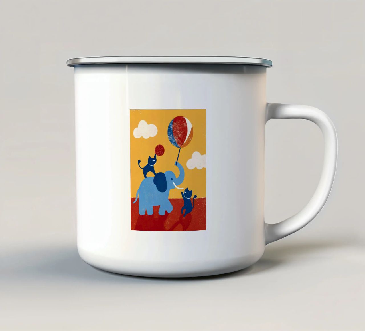 Elefante e gatto tazza in smalto da THE LATEST SHOP