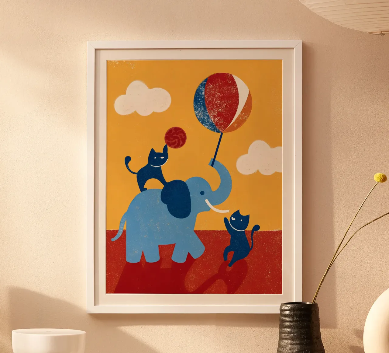 Elefante e gatto poster con telaio in plastica da THE LATEST SHOP