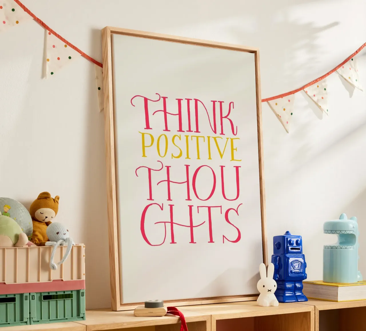 Think positive thoughts tela con Cornice a cassetta da Pure